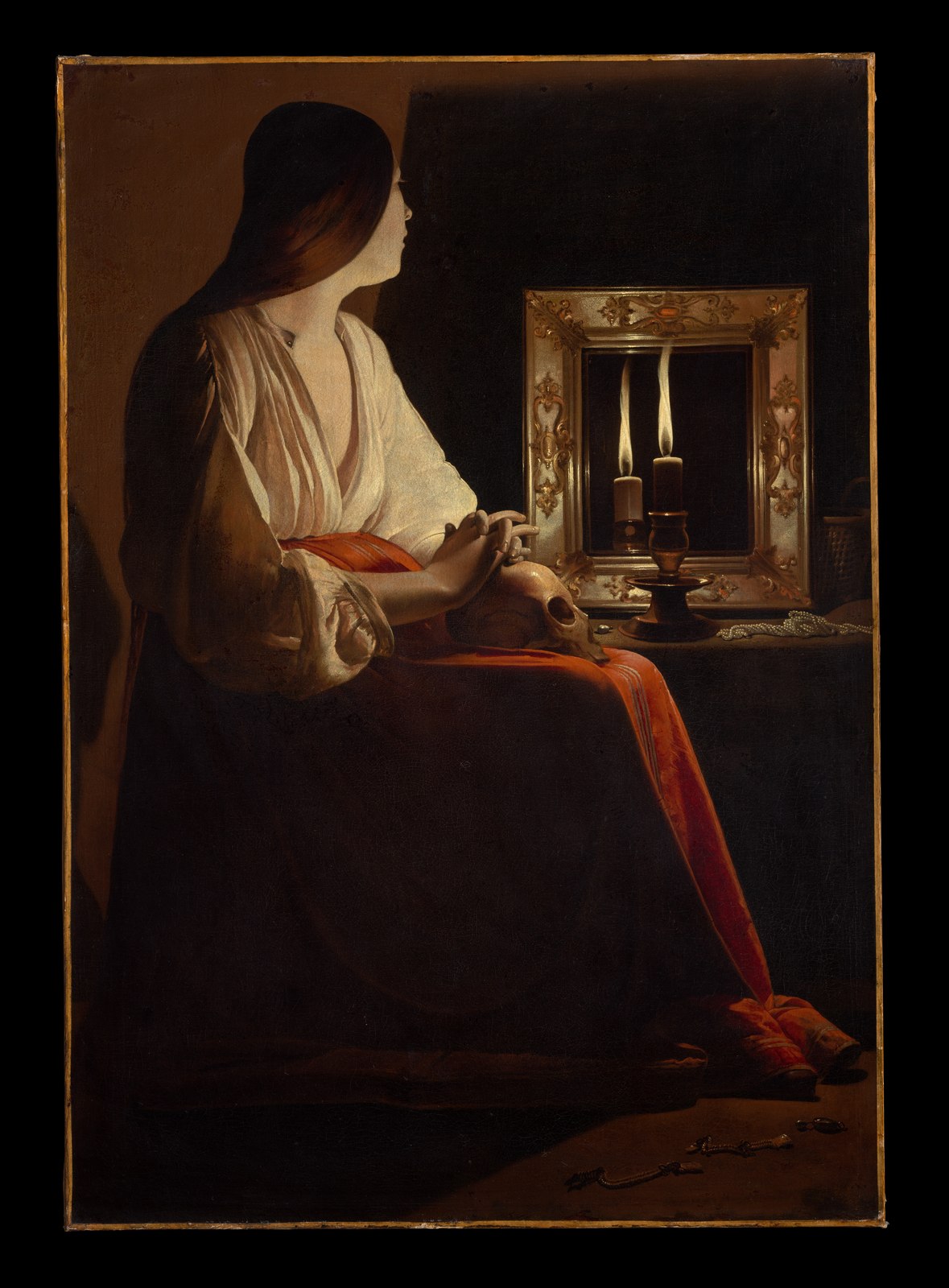 Georges de La Tour’s candlelit Magdalene seated before a mirror, later representation of the penitent saint.